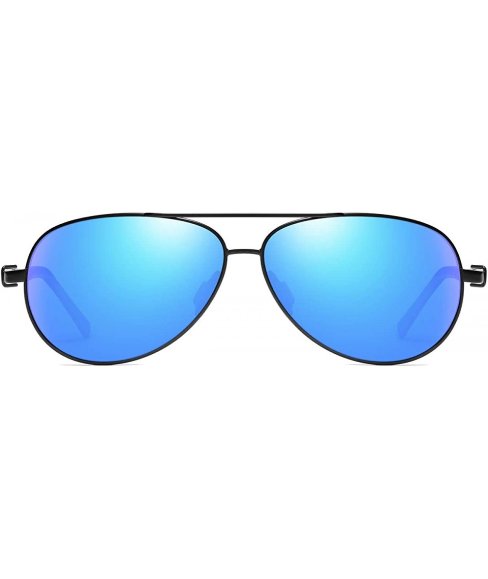 Aviator Aviator Sunglasses Polarized Protection Mirrored - Black / Blue Mirrored (Simple Package) - CS18SY4Z4M5 $21.17