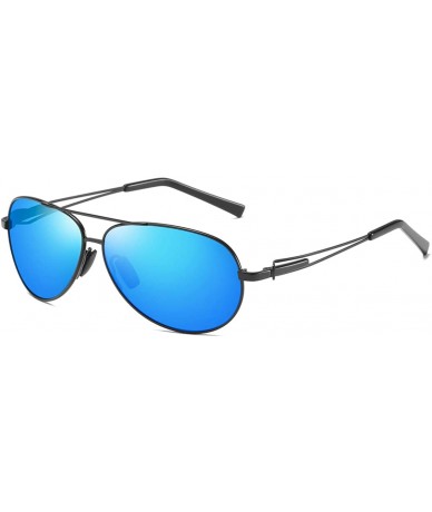 Aviator Aviator Sunglasses Polarized Protection Mirrored - Black / Blue Mirrored (Simple Package) - CS18SY4Z4M5 $21.17