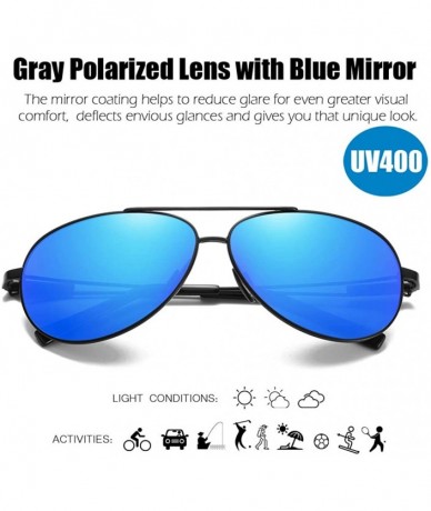 Aviator Aviator Sunglasses Polarized Protection Mirrored - Black / Blue Mirrored (Simple Package) - CS18SY4Z4M5 $21.17