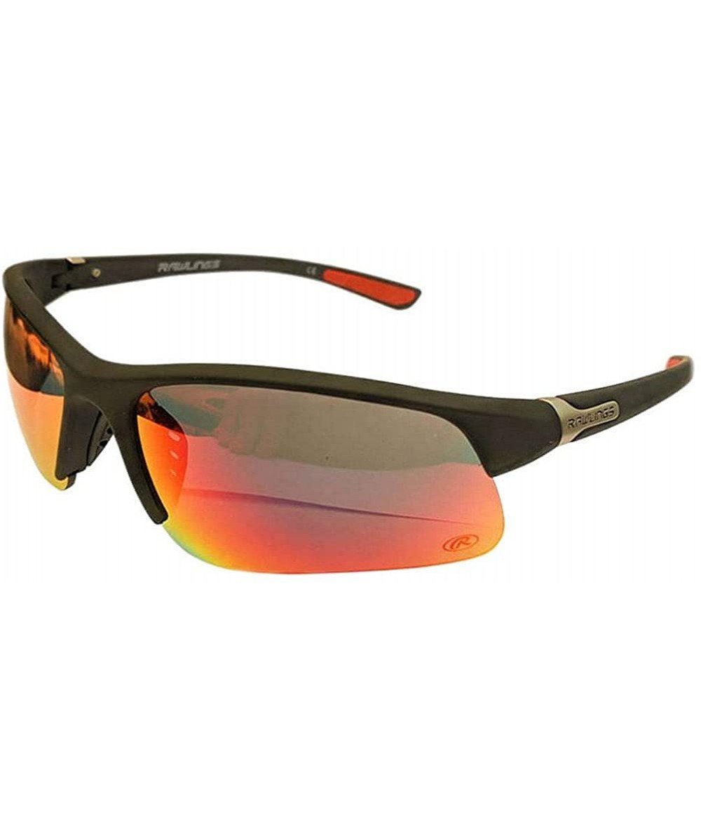 Semi-rimless 12 Mens Athletic Sunglasses Half-Rim Black/Red Mirrored Lens 10203051 - CG18SMXW7AW $29.31