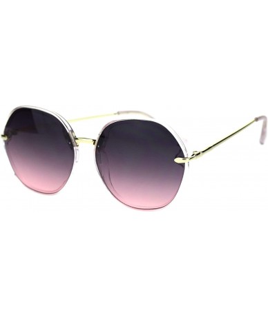 Oversized Womens Mod Exposed Edge Octagonal Designer Fashion Light Sunglasses - Clear Pink Smoke - CU18QW80TLS $23.51