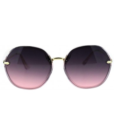 Oversized Womens Mod Exposed Edge Octagonal Designer Fashion Light Sunglasses - Clear Pink Smoke - CU18QW80TLS $23.51