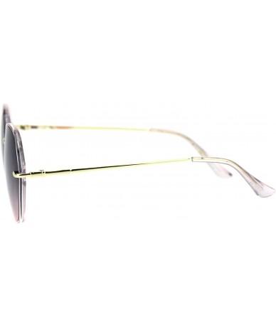 Oversized Womens Mod Exposed Edge Octagonal Designer Fashion Light Sunglasses - Clear Pink Smoke - CU18QW80TLS $23.51