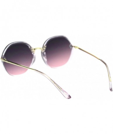 Oversized Womens Mod Exposed Edge Octagonal Designer Fashion Light Sunglasses - Clear Pink Smoke - CU18QW80TLS $23.51