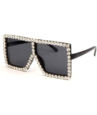 Square Sunglasses Women Oversized Square Crystal Brand Designer - A - CF18RS64YEY $22.75