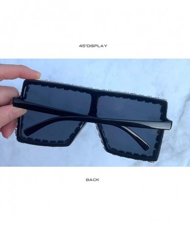 Square Sunglasses Women Oversized Square Crystal Brand Designer - A - CF18RS64YEY $22.75