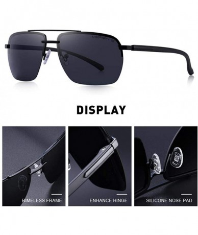 Rimless DESIGN Men Classic Sunglasses Rectangle Rimless Luxury Brand C01 Black - C01 Black - CW18XDW633R $30.10