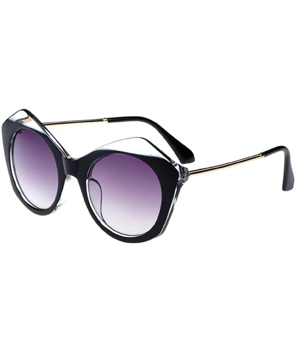 Oval Fashion Young Lady Sunglasses Wild Nature Stylish PC Frame Lens 50mm - Black/Grey - CY12E0NTF7D $30.13