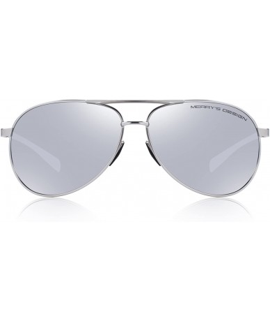 Aviator Men driving Sunglasses Polarized Women UV 400 with case 60MM S8516 - Silver - CX18CHYHE7H $22.35