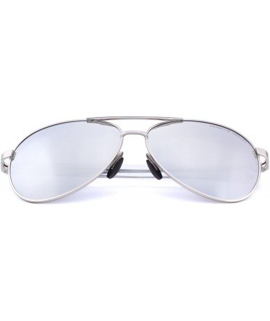 Aviator Men driving Sunglasses Polarized Women UV 400 with case 60MM S8516 - Silver - CX18CHYHE7H $22.35