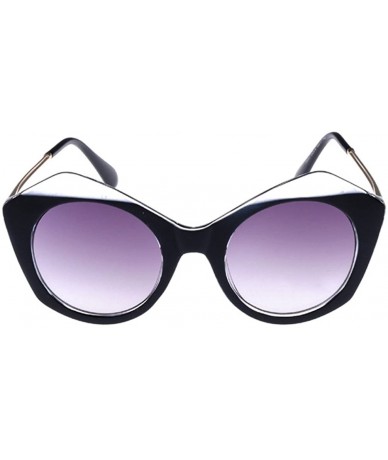 Oval Fashion Young Lady Sunglasses Wild Nature Stylish PC Frame Lens 50mm - Black/Grey - CY12E0NTF7D $30.13