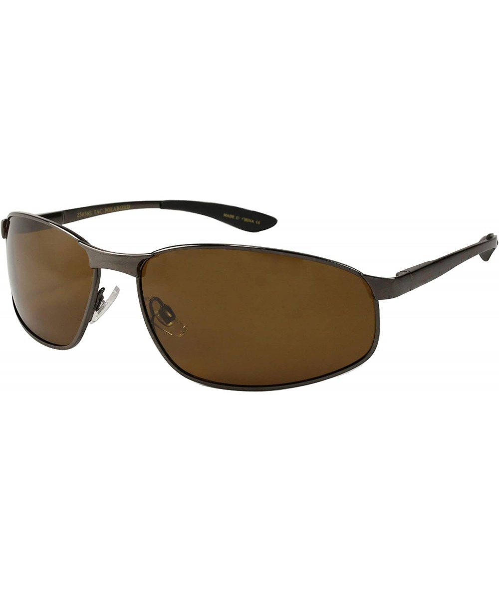 Aviator Men's Pilot TAC Polarized Eyewear 100% UV400 Protection Lens Driving Sunglasses - Brown - CO19242K7YQ $29.57