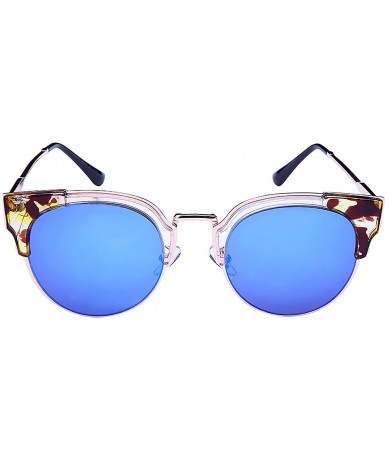 Semi-rimless Womens Cat Eye Sunglasses w/Color Mirror Lens 32187-REV - Clear - C312N9NGOK6 $19.09