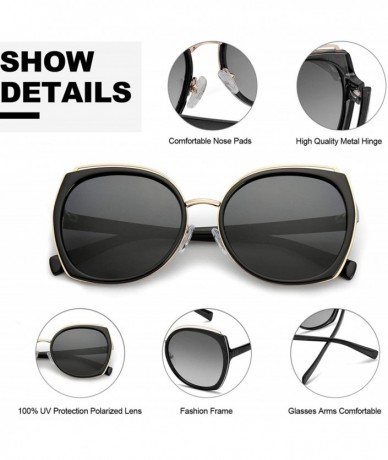 Oversized Cateye Oversized Sunglasses for Women - Polarized Fashion Eyewear - 100% UV Protection for Outdoor - CG18Q9M6WXT $3...