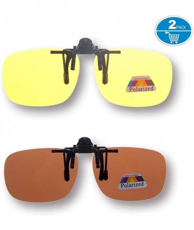 Sport Clip On Sunglasses Polarized Driving Glasses-Retro Night Vision Outdoor - Yellow+brown - CI184XAG7LQ $16.08