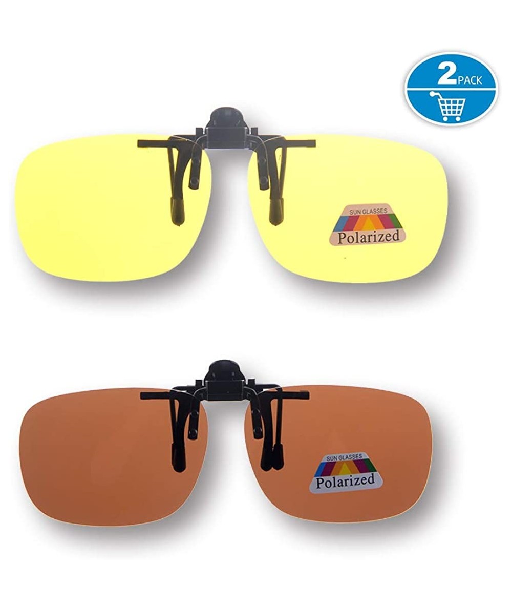 Sport Clip On Sunglasses Polarized Driving Glasses-Retro Night Vision Outdoor - Yellow+brown - CI184XAG7LQ $16.08