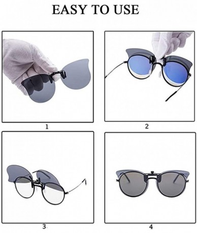 Cat Eye Polarized Cat Eye Clip-on Sunglasses Anti-Glare UV Protection Sunglasses Over Prescription Glasses - Blue - CO198G8EG...