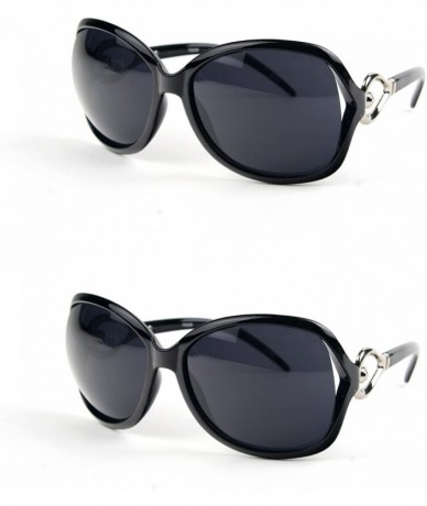 Oversized Women Oversized Trendy Fashion Sunglasses P2039 - 2 Pcs Black-smoke Lens & Black-smoke Lens - C411AK9ZX59 $52.04