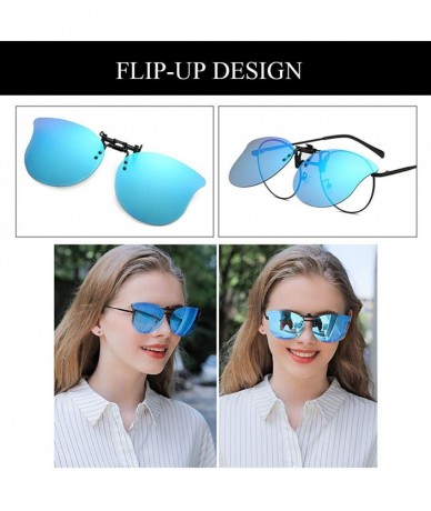 Cat Eye Polarized Cat Eye Clip-on Sunglasses Anti-Glare UV Protection Sunglasses Over Prescription Glasses - Blue - CO198G8EG...