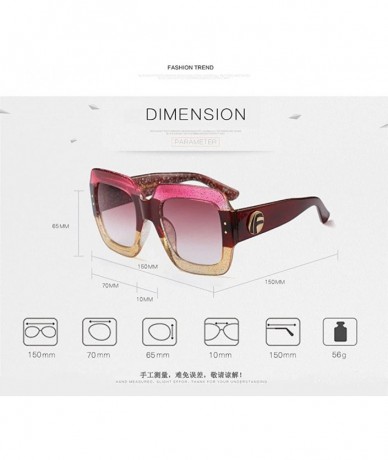 Square Sunglasses Women Men Rivet Nail Oversized Square Glasses Gradient Eyeglasses - Red - C81883E44S0 $23.99