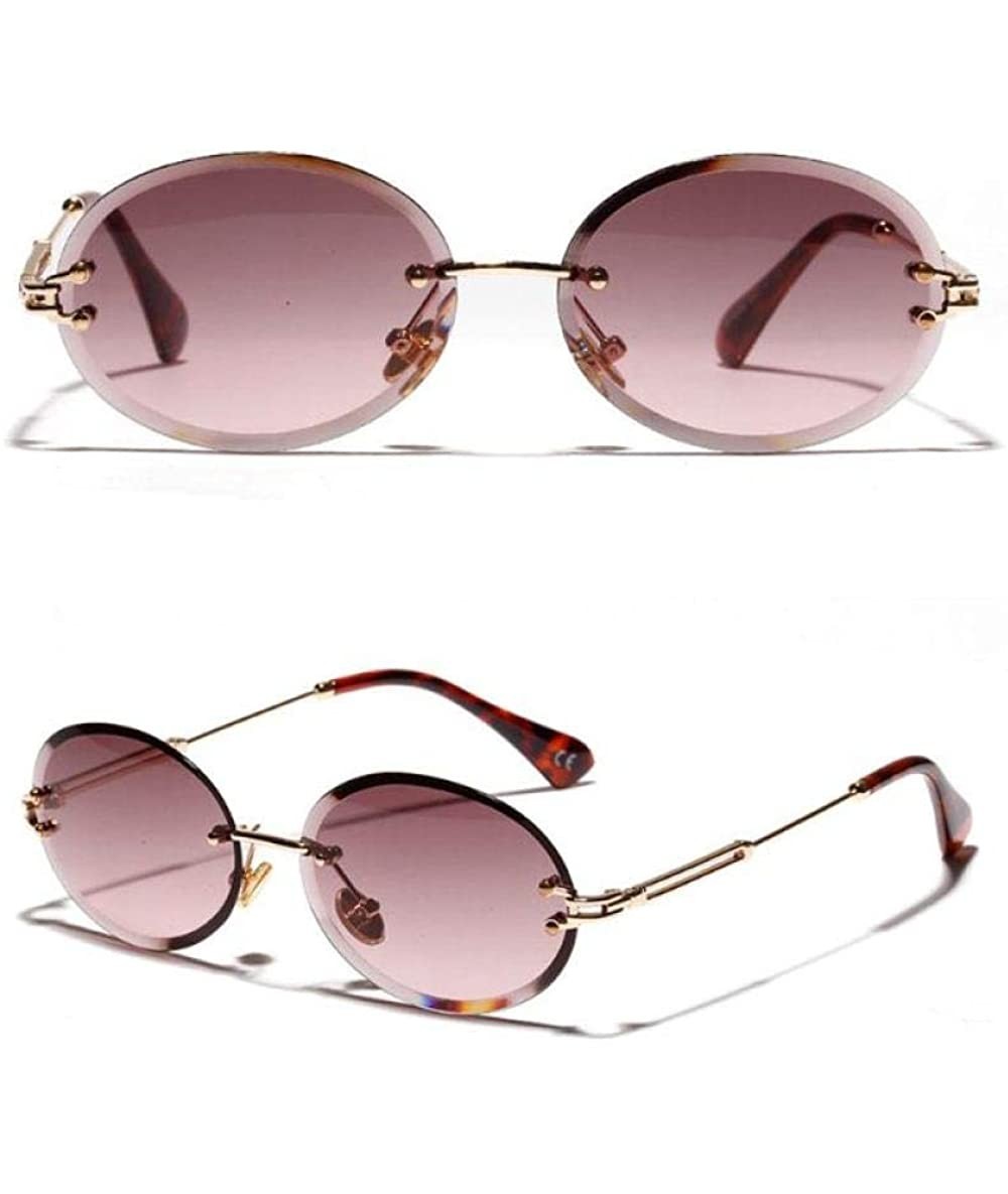 Oval Rimless Sunglasses Fashion Trend Hot Pop Unisex Protection Eyewear Metal Legs Oval Shape Sun Glasses - 1 - CS18U46RDQ6 $...