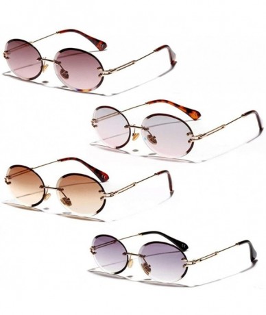 Oval Rimless Sunglasses Fashion Trend Hot Pop Unisex Protection Eyewear Metal Legs Oval Shape Sun Glasses - 1 - CS18U46RDQ6 $...