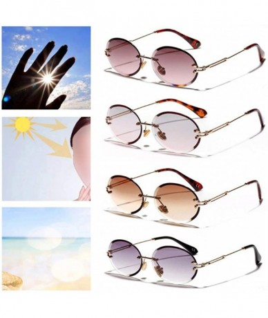 Oval Rimless Sunglasses Fashion Trend Hot Pop Unisex Protection Eyewear Metal Legs Oval Shape Sun Glasses - 1 - CS18U46RDQ6 $...