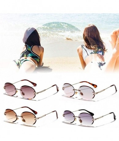 Oval Rimless Sunglasses Fashion Trend Hot Pop Unisex Protection Eyewear Metal Legs Oval Shape Sun Glasses - 1 - CS18U46RDQ6 $...