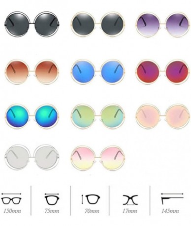 Shield UV400 Round Sunglasses Green Mirror Oversized Vintage Sun Glasses for Women - Pink - CZ18U50N5ZK $34.11