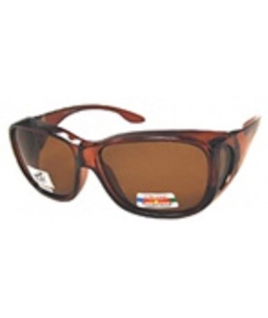 Oval Men Women Large Polarized Fit Over Sunglasses Wear Over Glasses - Brown - CY12IF6VQQT $26.92