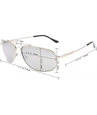 Rectangular Bifocal Reading Sunglasses Bendable Memory Sunshine Readers Women Men - Gold Frame Gold Mirror - CM18037568D $47.80