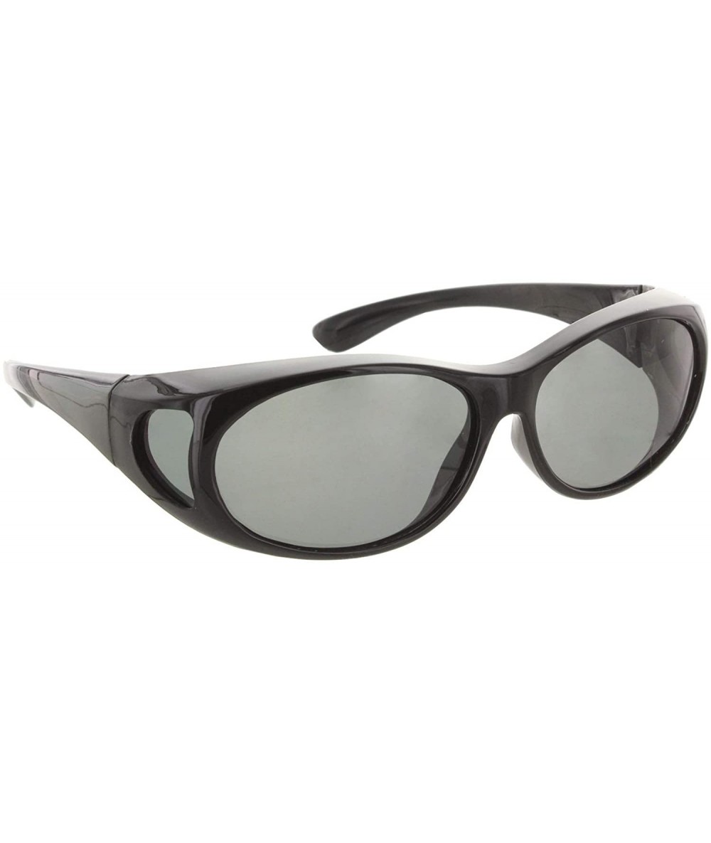 Rectangular Fit Over Sunglasses Over Glasses - Polarized & Non-Polarized - Polarized Medium - Black Frame/Smoke Lens - CA18LT...