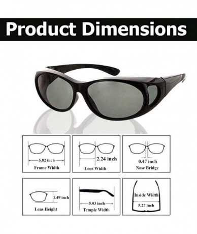 Rectangular Fit Over Sunglasses Over Glasses - Polarized & Non-Polarized - Polarized Medium - Black Frame/Smoke Lens - CA18LT...