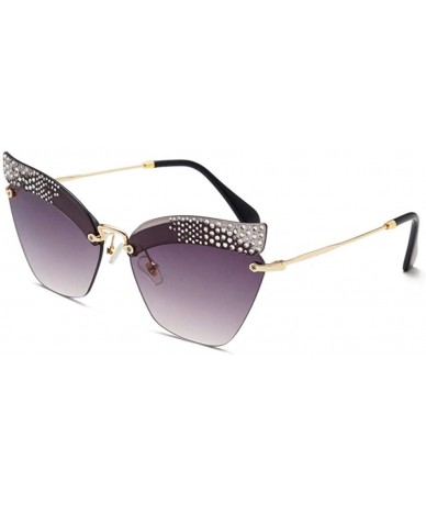 Goggle Frameless Diamond Sunglasses Sunglasses Female European And American Stars Fashion Glasses - CA18XN3GKKE $33.93