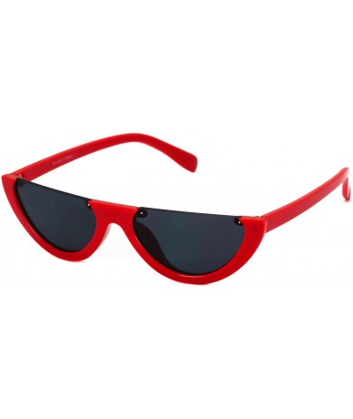 Rimless HOT Flat Top Semi-lunar Semi Rimless Street Snap Sunglasses Fashion Eyewear - Red - CQ11HWM4PA1 $17.43