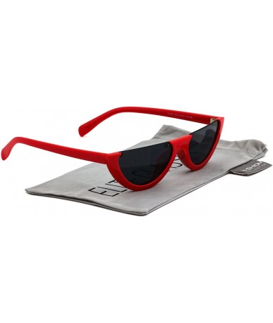 Rimless HOT Flat Top Semi-lunar Semi Rimless Street Snap Sunglasses Fashion Eyewear - Red - CQ11HWM4PA1 $17.43