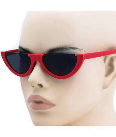 Rimless HOT Flat Top Semi-lunar Semi Rimless Street Snap Sunglasses Fashion Eyewear - Red - CQ11HWM4PA1 $17.43