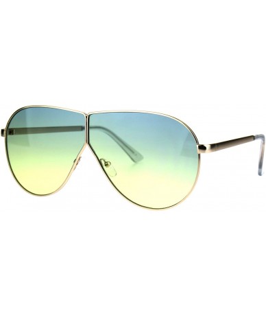 Oversized Oversize Gradient Oceanic Hippie Lens Metal Rim Shield Pilots Sunglasses - Blue Yellow - CM185KLW2HG $23.65