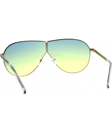 Oversized Oversize Gradient Oceanic Hippie Lens Metal Rim Shield Pilots Sunglasses - Blue Yellow - CM185KLW2HG $23.65