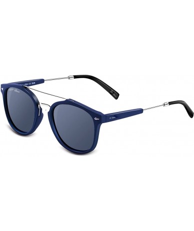 Wayfarer Polarized Sunglasses Protection Oversized - Round Navy Blue - CC189XMNRAZ $35.42