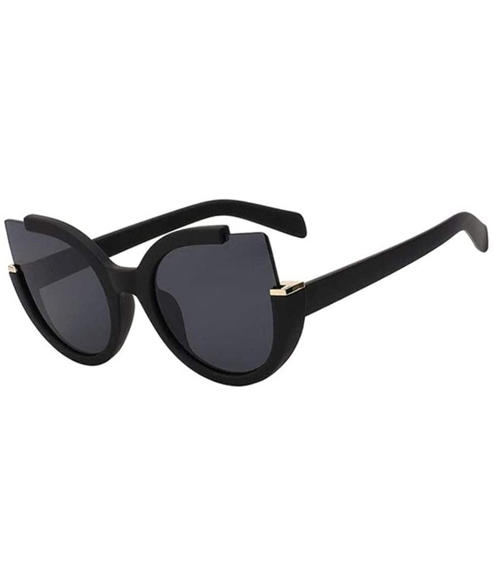 Cat Eye Cutout Cat Eye Oversized Mirrored Sunglasses - Rubber Matte Black - CY18XQ7DWRO $23.51