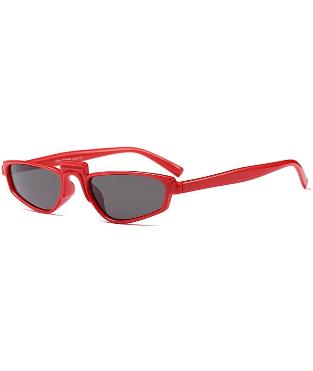 Rectangular Women Fashion Party Rectangular Eyeglasses Fancy Retro Eyewear Classic Sunglasses - Red/Grey - CJ1805O3GLI $18.17