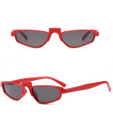 Rectangular Women Fashion Party Rectangular Eyeglasses Fancy Retro Eyewear Classic Sunglasses - Red/Grey - CJ1805O3GLI $18.17