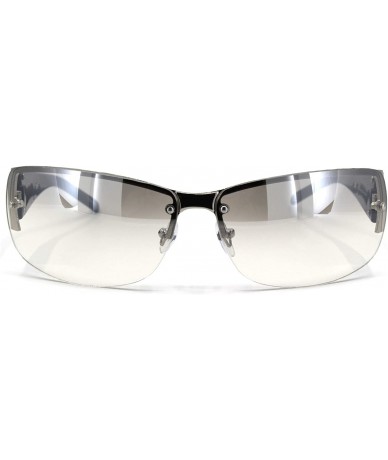 Sport Mens Rectangular Expose Lens Designer Sport Metal Rim Sunglasses - Silver Clear - C018U5ILO6K $22.29