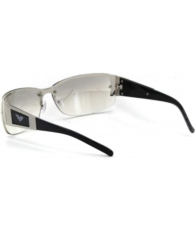 Sport Mens Rectangular Expose Lens Designer Sport Metal Rim Sunglasses - Silver Clear - C018U5ILO6K $22.29