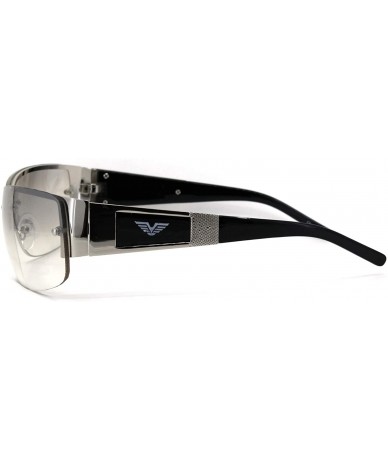 Sport Mens Rectangular Expose Lens Designer Sport Metal Rim Sunglasses - Silver Clear - C018U5ILO6K $22.29