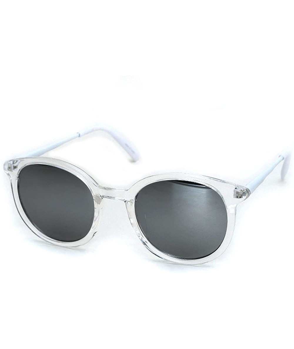 Round 97004 Oversize Cat Eye Flat Round Mirror Women Men Sunglasses - Metal Arm - C612JQRZJLJ $26.02