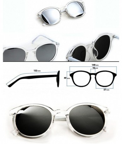 Round 97004 Oversize Cat Eye Flat Round Mirror Women Men Sunglasses - Metal Arm - C612JQRZJLJ $26.02