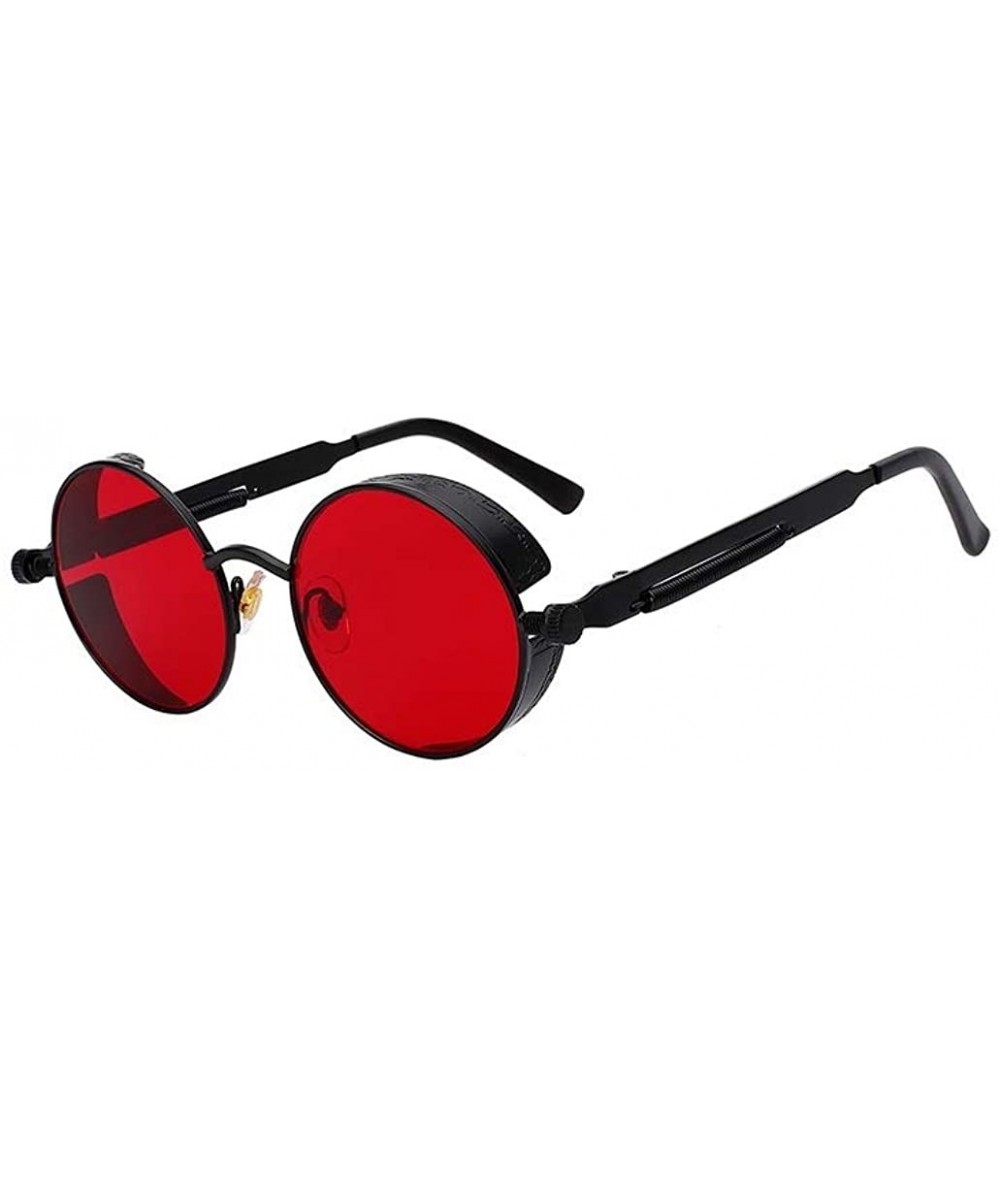 Goggle Steampunk Fashion Sunglasses NYC - Black & Clear Red - CF196C8RLID $31.13