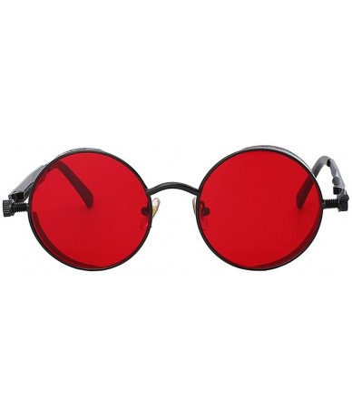 Goggle Steampunk Fashion Sunglasses NYC - Black & Clear Red - CF196C8RLID $31.13